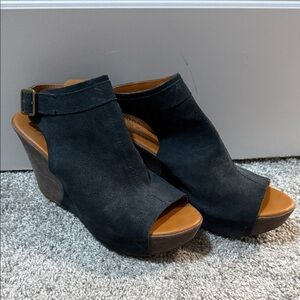 Kork-Ease Dark Navy Suede Wedge Sandals